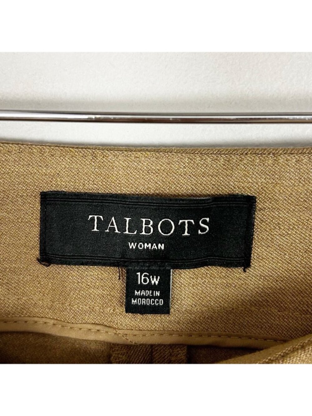 Talbots Tan Straight Leg Pants Trousers Classic Career Professional Size 16W - Picture 4 of 4
